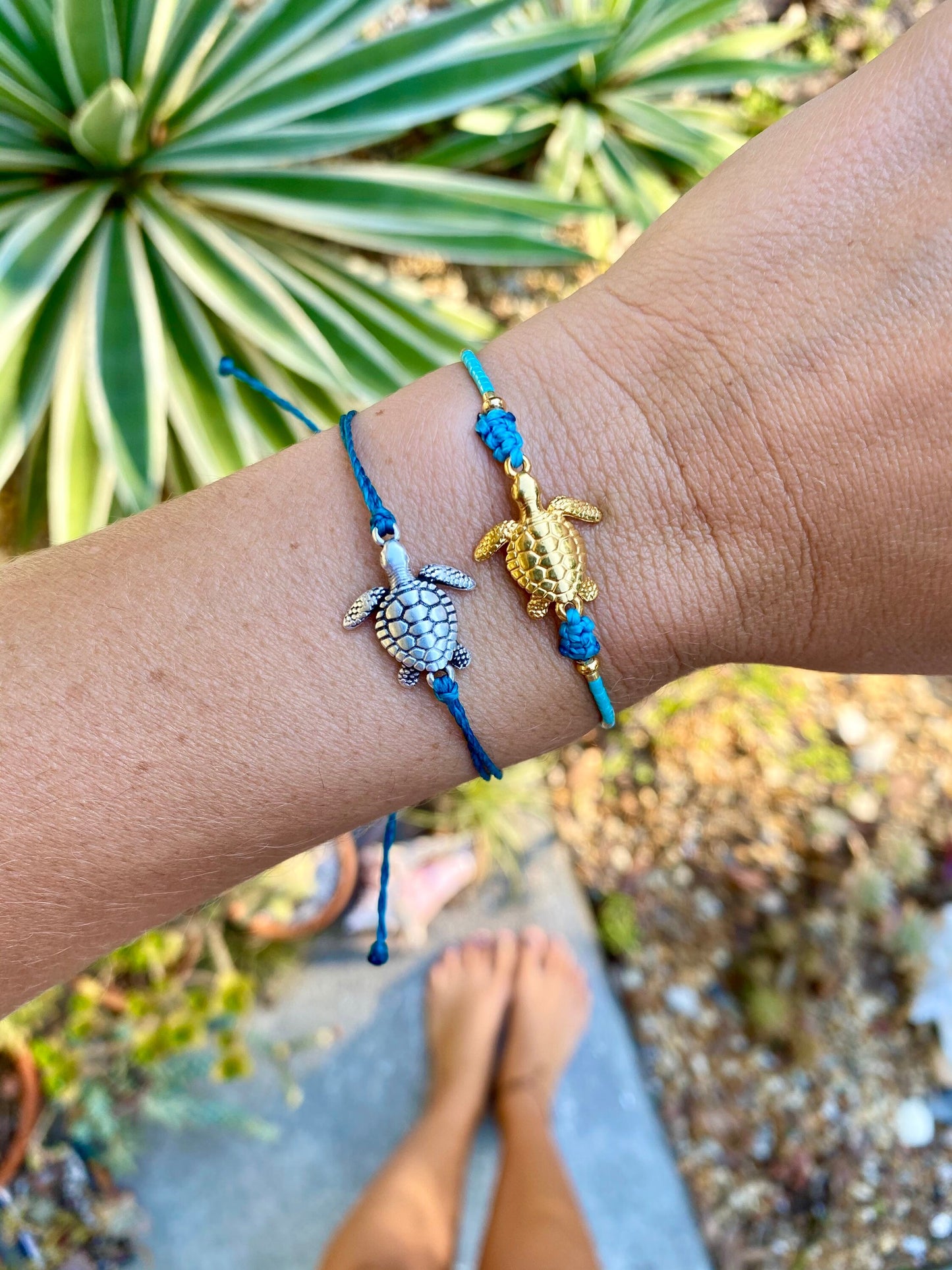 Waxed Cord Sea turtle bracelet