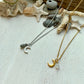 Moon charm necklace with gemstone tear drop