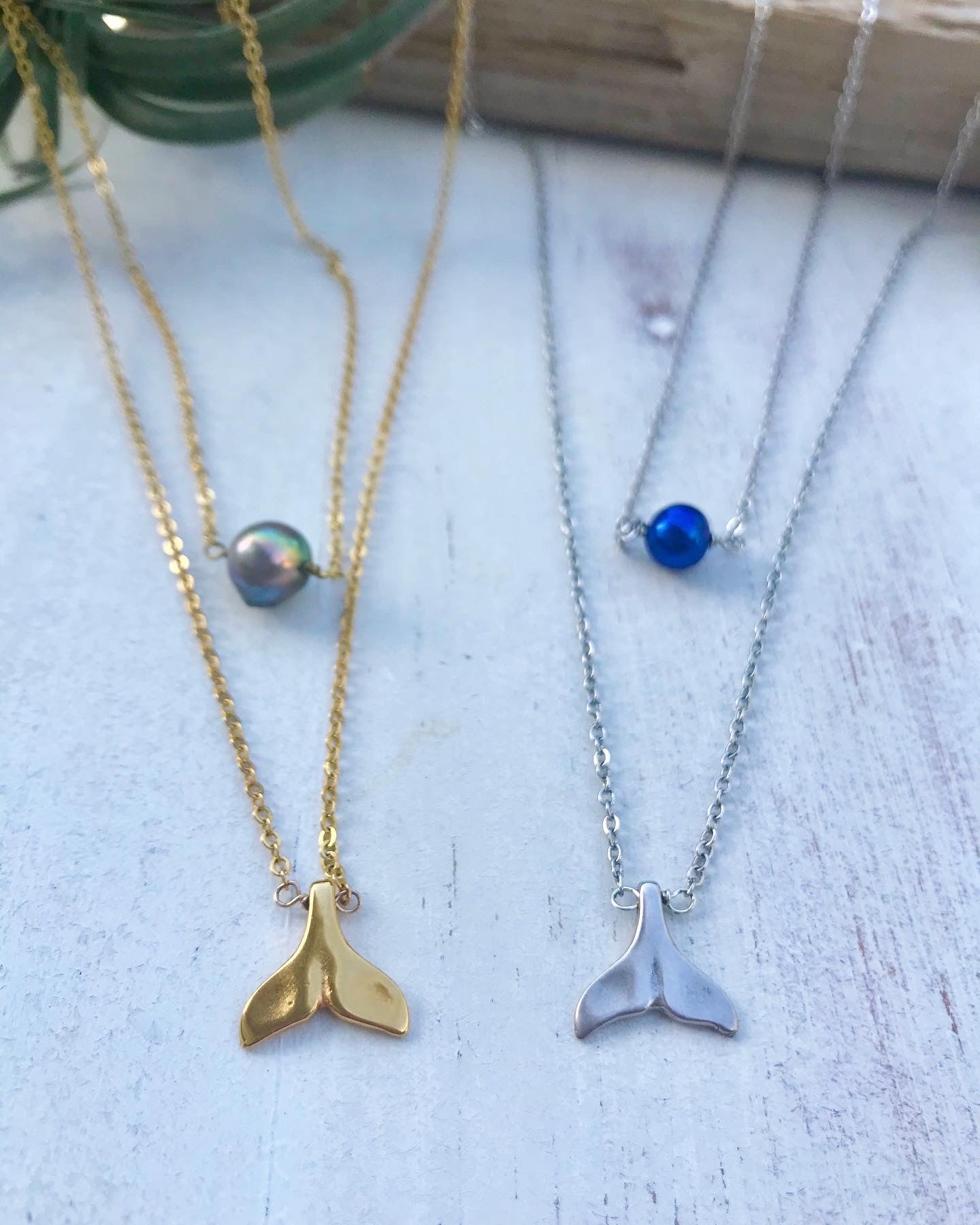 Silver or Gold mermaid tail necklace