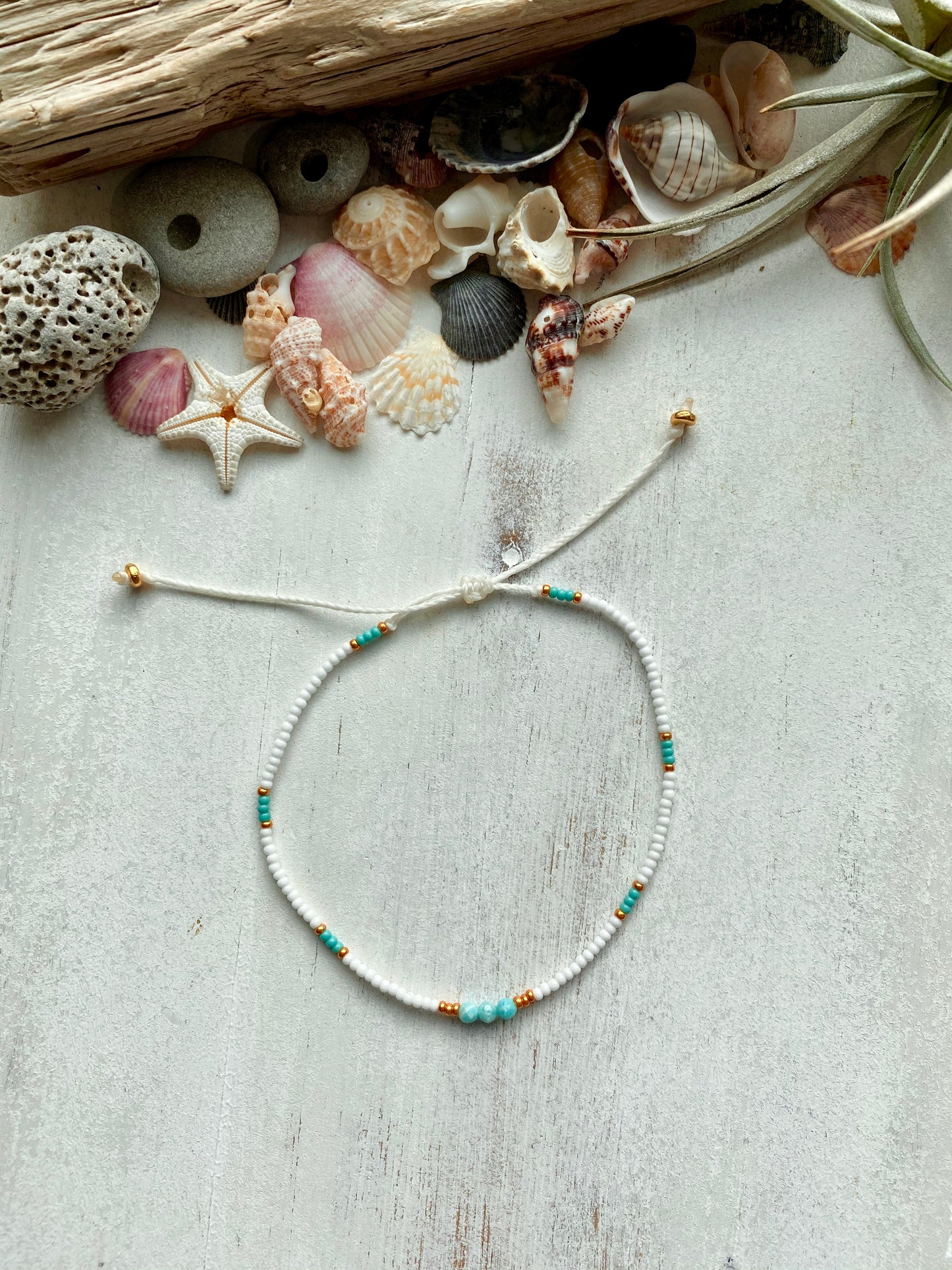 Gemstone Seed bead Anklet