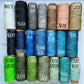 21 rolls of waxed polyester cord for making beachy bracelets and anklets. the colors are varying shades of neutrals, blues and greens