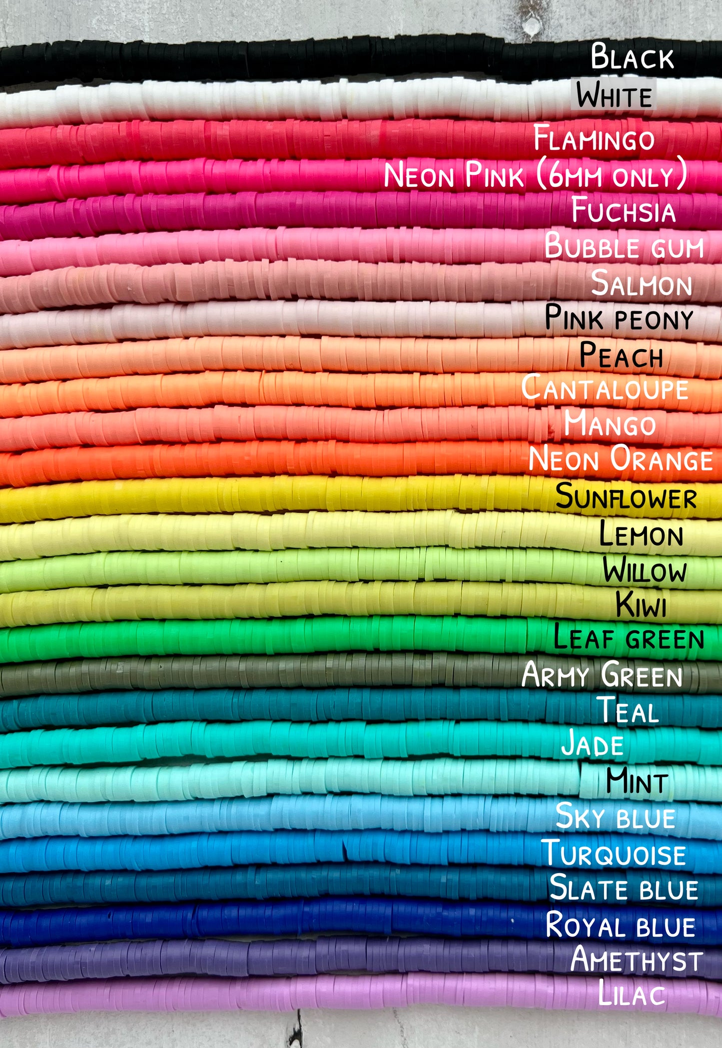 Neon Rainbow Heishi Bracelet 4mm